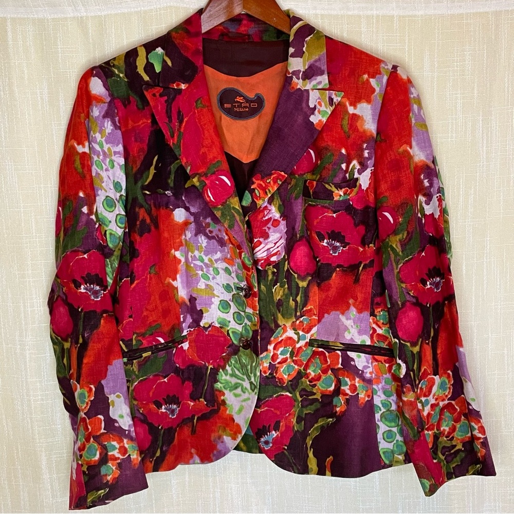 ETRO Milano•100% Linen Blazer Jacket•Sz XL•EU 50